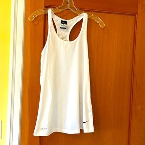 NWOT Nike Dri-Fit tank in white with vented back (size M)
